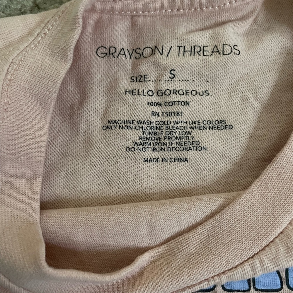 Super cute graphic tee, “Stay Groovy” in a peach color with mushrooms under - Picture 3 of 3